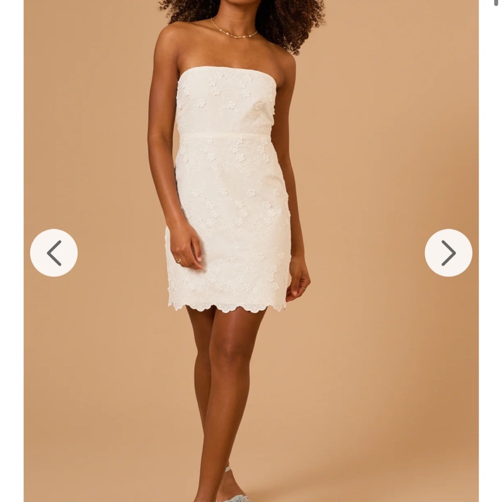 Altar'd State Ivory Strapless Sheath Dress